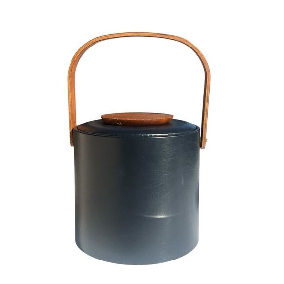 MCM Barware Georges Briard Ice Bucket Signed Wood Accents READ - Picture 2 of 4